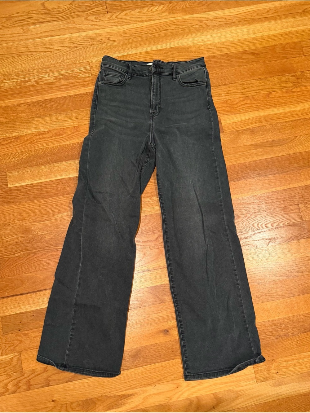 High-Rise Wide Leg Jeans in Charcoal Black